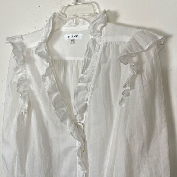 Frame Denim White Ruffle Blouse - Picture 6 of 10